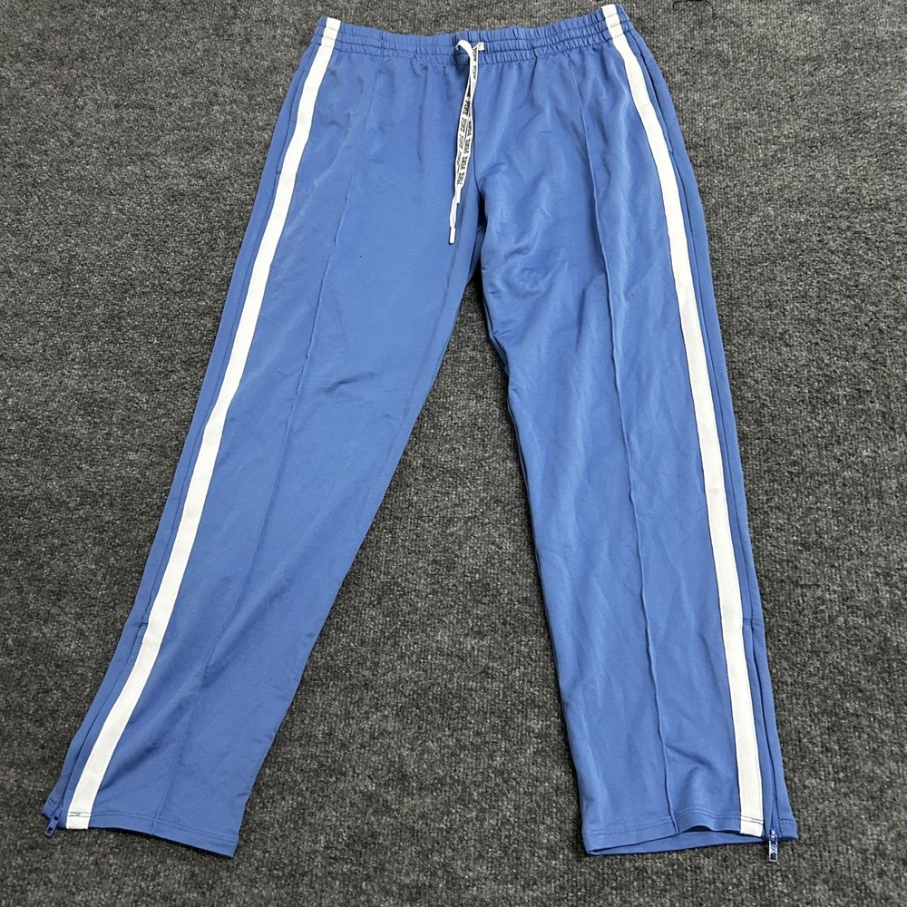 PINK ACTIVE Track Pants Womens Size L Blue Side Stripe Ankle Zip Athletic Jogger